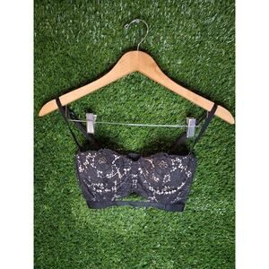 Victoria's Secret Very Sexy Multi-Way Lace Balconette Longline Bra Black 32C